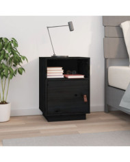 Table de chevet Noir 40x34x55 cm Bois de pin massif | Mobilier & Déco