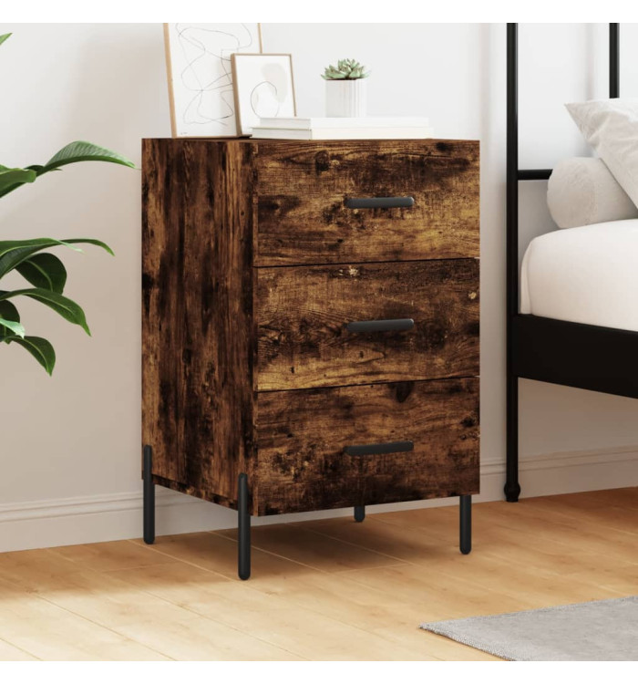 Table de chevet chêne fumé 40x40x66 cm bois d'ingénierie | Mobilier & Déco