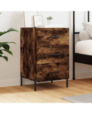 Table de chevet chêne fumé 40x40x66 cm bois d'ingénierie | Mobilier & Déco