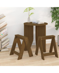 Tabourets lot de 2 marron miel 40x40x45 cm bois massif de pin | Mobilier & Déco