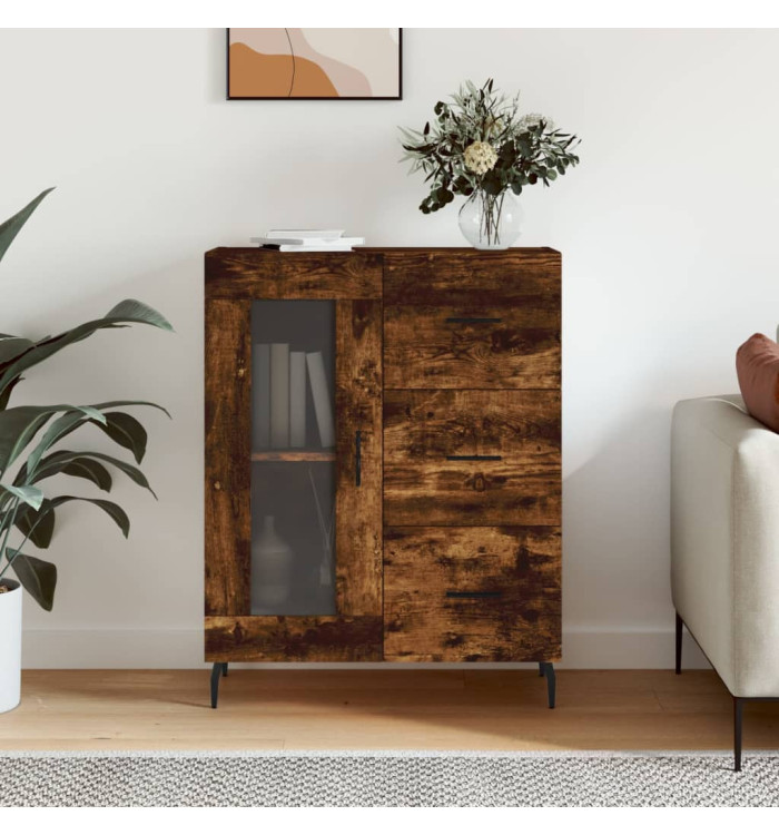 Buffet chêne fumé 69,5x34x90 cm bois d'ingénierie | Mobilier & Déco