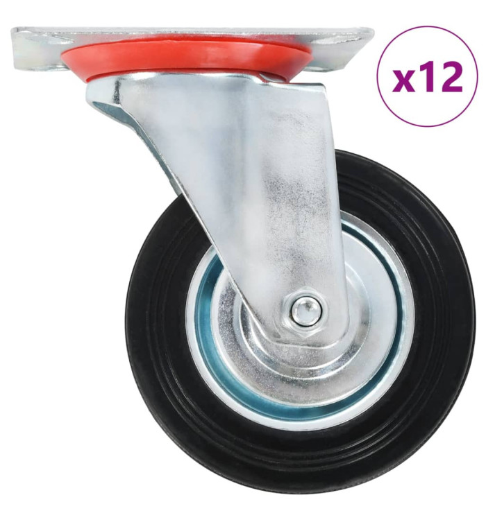 12 pcs Roulettes pivotantes 100 mm | Mobilier & Déco