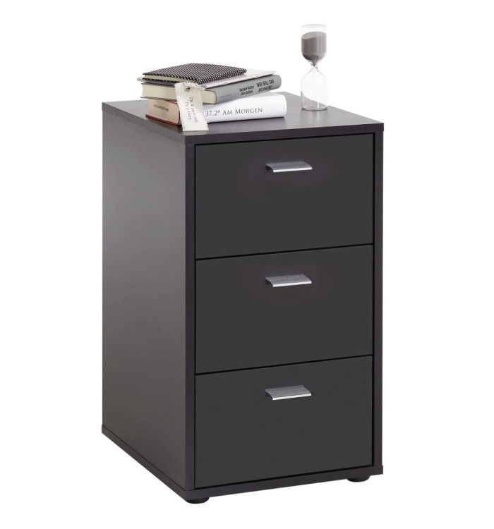 FMD Table de chevet avec 3 tiroirs Noir | Mobilier & Déco