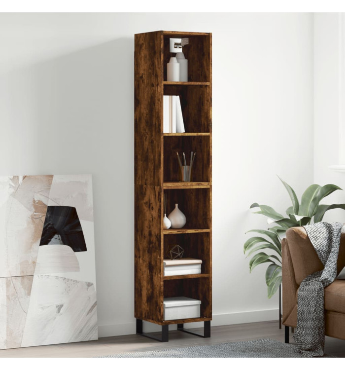 Buffet haut Chêne fumé 34,5x32,5x180 cm Bois d'ingénierie | Mobilier & Déco