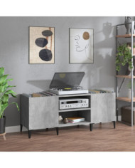 Armoire à disques gris béton 121x38x48 cm bois d'ingénierie | Mobilier & Déco