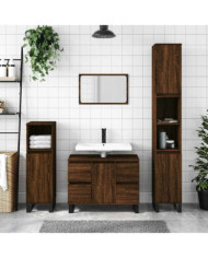 Armoire salle de bain chêne marron 80x33x60cm bois d'ingénierie | Mobilier & Déco