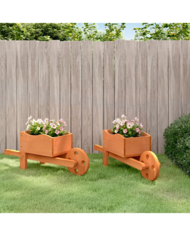 Jardinières brouette 2 pcs 47x15x19 cm bois de sapin massif | Mobilier & Déco