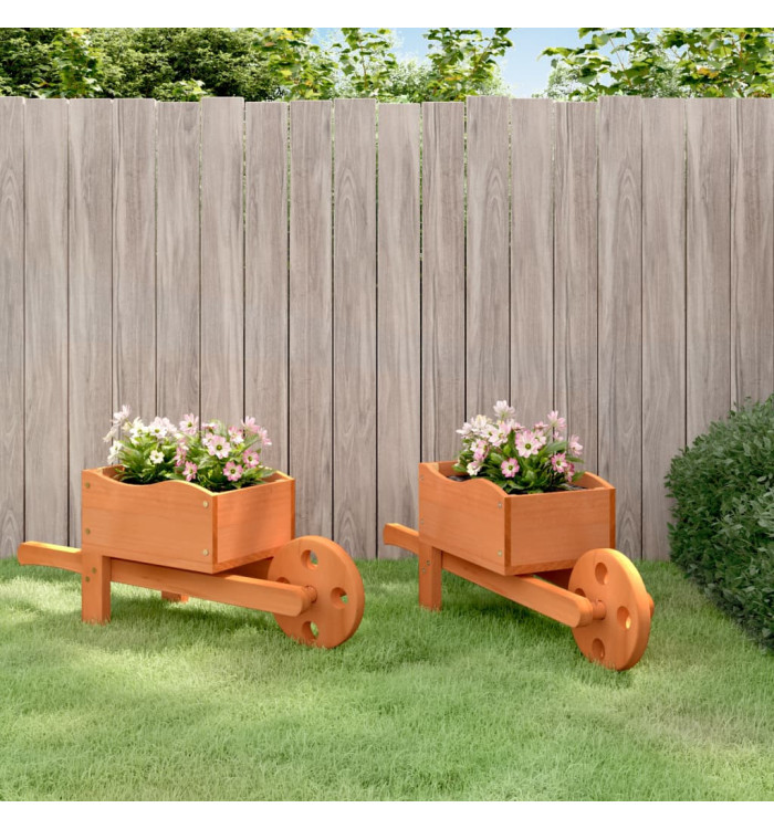 Jardinières brouette 2 pcs 47x15x19 cm bois de sapin massif | Mobilier & Déco