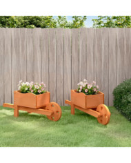 Jardinières brouette 2 pcs 47x15x19 cm bois de sapin massif | Mobilier & Déco