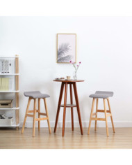 Tabourets de bar lot de 2 gris clair tissu | Mobilier & Déco