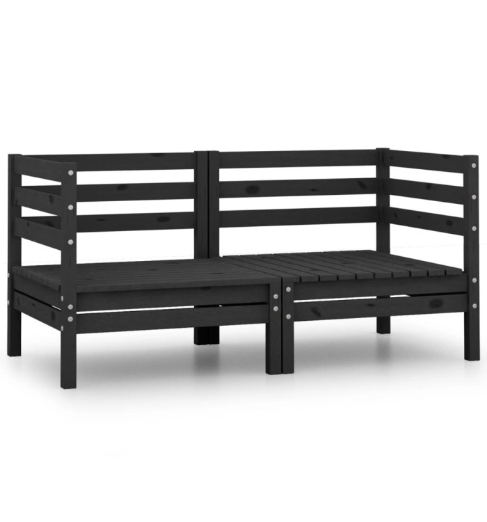 Canapés d'angle de jardin 2 pcs noir bois de pin massif | Mobilier & Déco