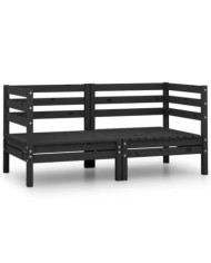Canapés d'angle de jardin 2 pcs noir bois de pin massif | Mobilier & Déco