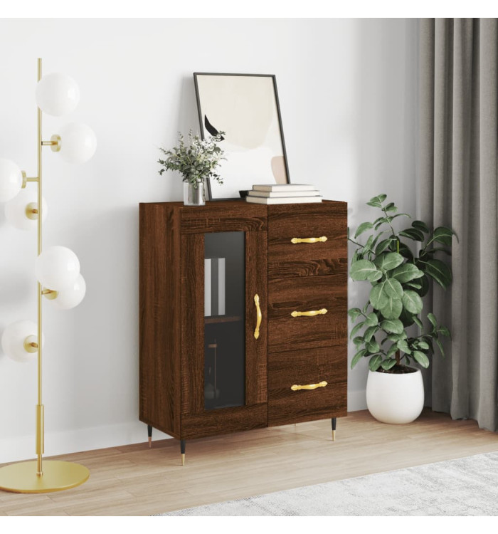 Buffet chêne marron 69,5x34x90 cm bois d'ingénierie | Mobilier & Déco
