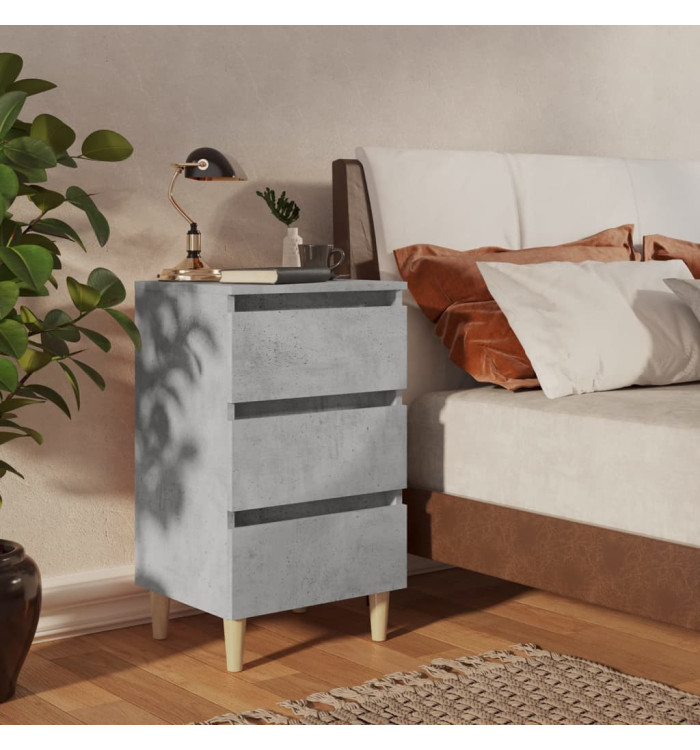 Tables de chevet avec pieds en bois 2 pcs gris béton 40x35x69cm | Mobilier & Déco