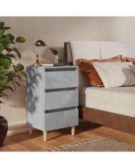 Tables de chevet avec pieds en bois 2 pcs gris béton 40x35x69cm | Mobilier & Déco