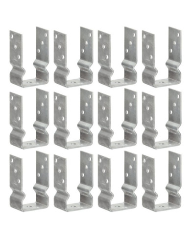 Piquets de clôture 12 pcs argenté 8x6x15 cm acier galvanisé | Mobilier & Déco