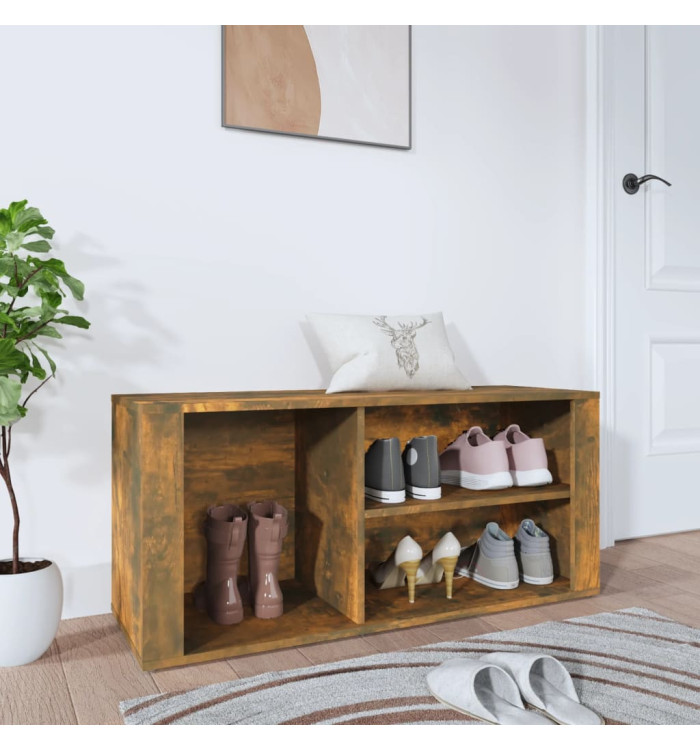 Armoire à chaussures Chêne fumé 100x35x45 cm Bois d'ingénierie | Mobilier & Déco