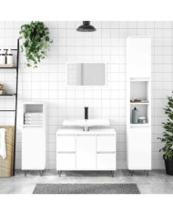Armoire de salle de bain blanc 80x33x60 cm bois d'ingénierie | Mobilier & Déco