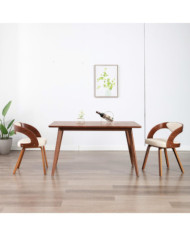 Chaises à manger lot de 2 crème bois courbé et similicuir | Mobilier & Déco