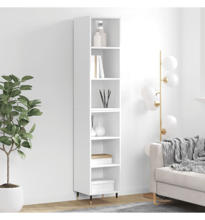 Buffet haut Blanc 34,5x32,5x180 cm Bois d'ingénierie | Mobilier & Déco