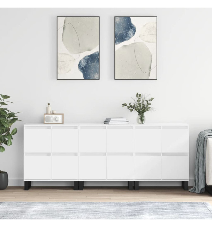 Buffets 3 pcs Blanc Bois d'ingénierie | Mobilier & Déco