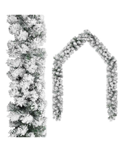 Guirlande de Noël avec neige floquée Vert 20 m PVC | Mobilier & Déco