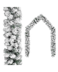 Guirlande de Noël avec neige floquée Vert 20 m PVC | Mobilier & Déco