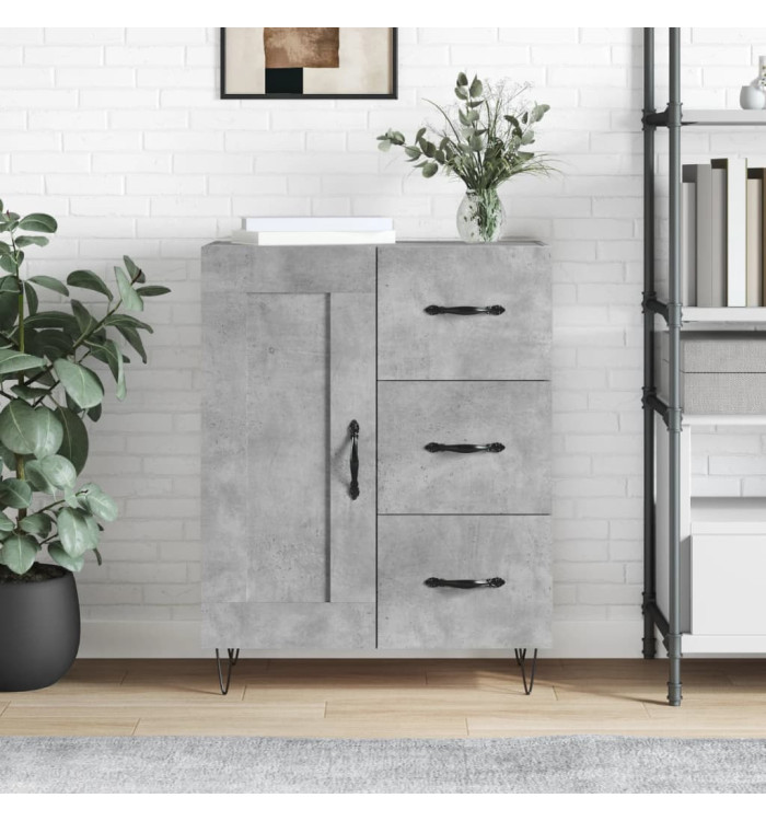 Buffet gris béton 69,5x34x90 cm bois d'ingénierie | Mobilier & Déco