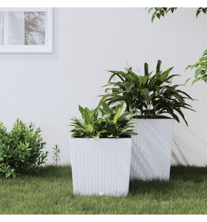 Jardinière et intérieur amovible blanc 21 /32 L rotin PP | Mobilier & Déco