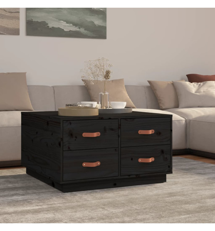 Table basse Noir 80x80x45 cm Bois massif de pin | Mobilier & Déco