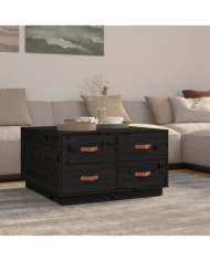 Table basse Noir 80x80x45 cm Bois massif de pin | Mobilier & Déco