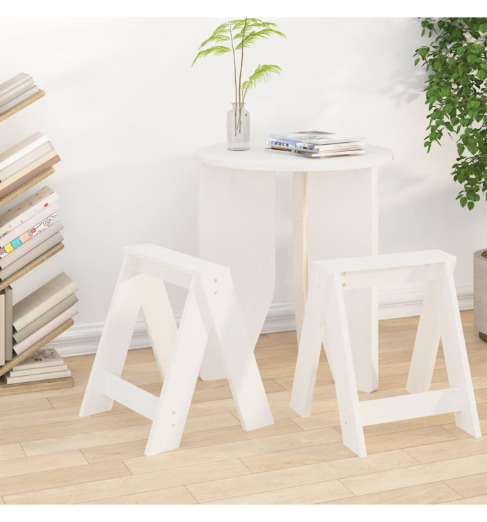 Tabourets lot de 2 blanc 40x40x45 cm bois massif de pin | Mobilier & Déco