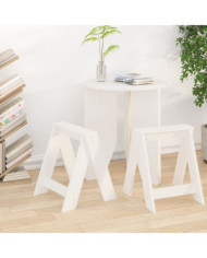 Tabourets lot de 2 blanc 40x40x45 cm bois massif de pin | Mobilier & Déco