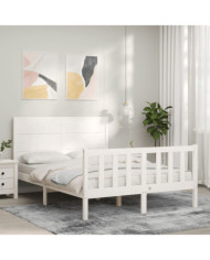 Cadre de lit sans matelas blanc 120x200 cm bois de pin massif | Mobilier & Déco