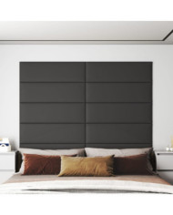 Panneaux muraux 12 pcs Gris 90x30 cm Similicuir 3,24 m² | Mobilier & Déco
