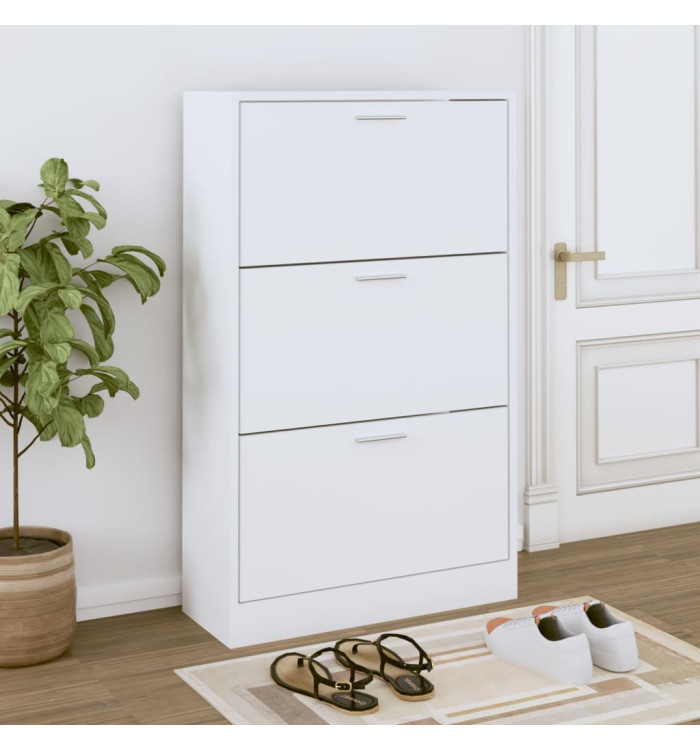 Armoire à chaussures Blanc 63x24x103 cm Bois d'ingénierie | Mobilier & Déco