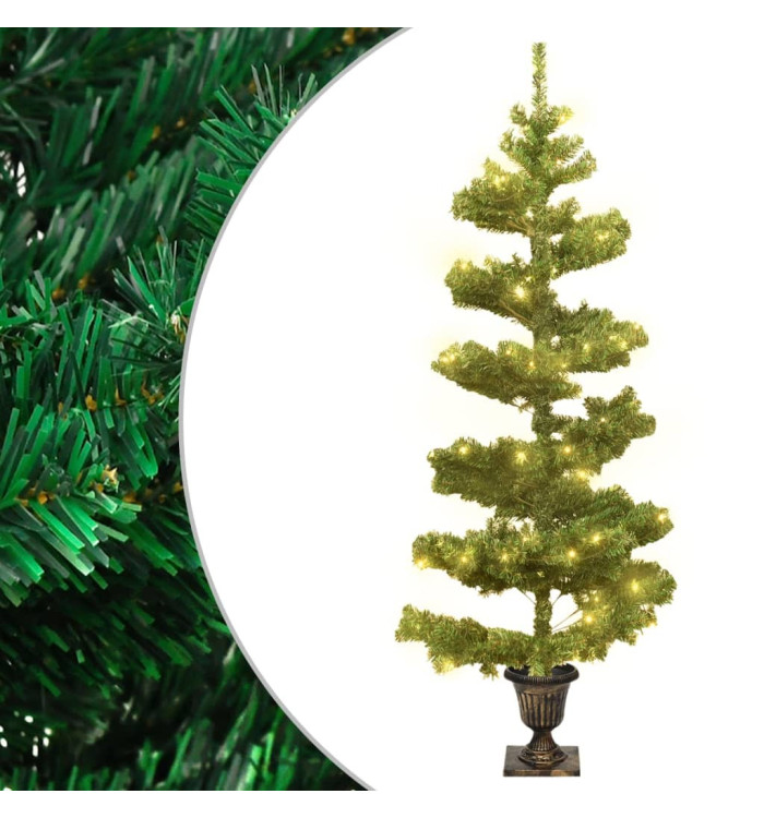 Arbre de Noël hélicoïdal pré-éclairé avec pot vert 120 cm PVC | Mobilier & Déco