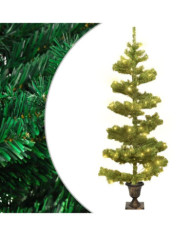 Arbre de Noël hélicoïdal pré-éclairé avec pot vert 120 cm PVC | Mobilier & Déco