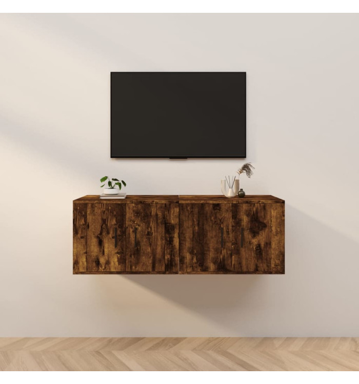 Meubles TV muraux 2 pcs chêne fumé 57x34,5x40 cm | Mobilier & Déco