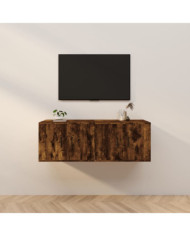 Meubles TV muraux 2 pcs chêne fumé 57x34,5x40 cm | Mobilier & Déco
