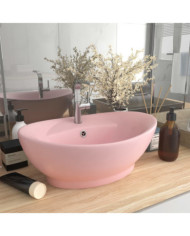 Lavabo ovale de luxe à trop-plein Rose mat 58,5x39 cm Céramique | Mobilier & Déco