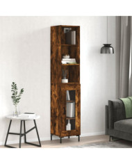 Buffet haut Chêne fumé 34,5x34x180 cm Bois d'ingénierie | Mobilier & Déco