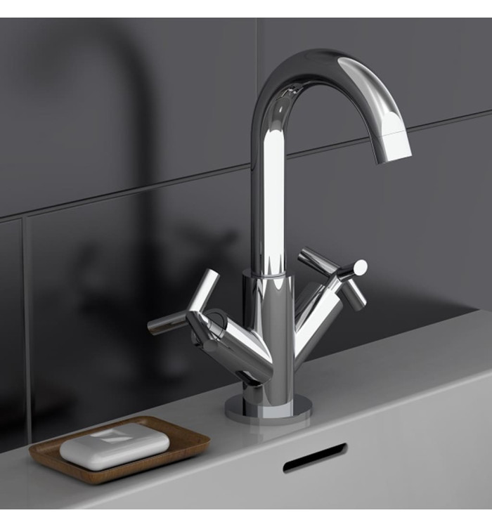 SCHÜTTE Mitigeur de lavabo à 2 poignées ELIOT chrome | Mobilier & Déco