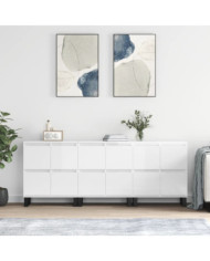Buffets 3 pcs blanc brillant bois d'ingénierie | Mobilier & Déco