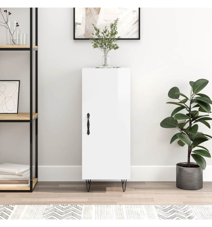 Buffet Blanc brillant 34,5x34x90 cm Bois d'ingénierie | Mobilier & Déco