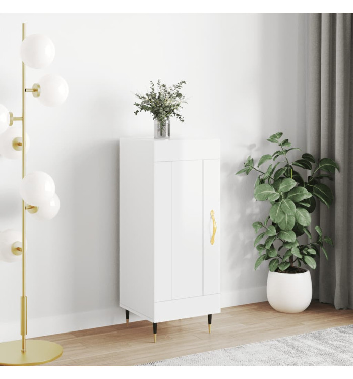 Buffet Blanc brillant 34,5x34x90 cm Bois d'ingénierie | Mobilier & Déco