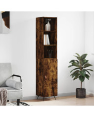 Buffet haut Chêne fumé 34,5x34x180 cm Bois d'ingénierie | Mobilier & Déco
