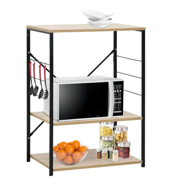 Armoire à micro-ondes noir et chêne 60x39,6x79,5 cm | Mobilier & Déco