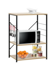 Armoire à micro-ondes noir et chêne 60x39,6x79,5 cm | Mobilier & Déco