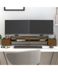 Support de moniteur Marron miel 100x27,5x15 cm Bois pin solide | Mobilier & Déco